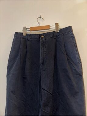 Men's Navy Chino Pants - Classic Pleated Front